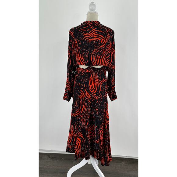 Proenza Schouler Printed Spiral Crepe De Chine Midi Wrap Dress Womens Size 2 New - Picture 9 of 16